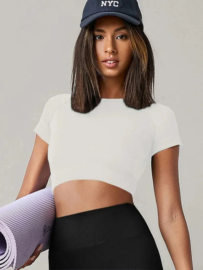 Women Cropped Seamless Sport Shirts