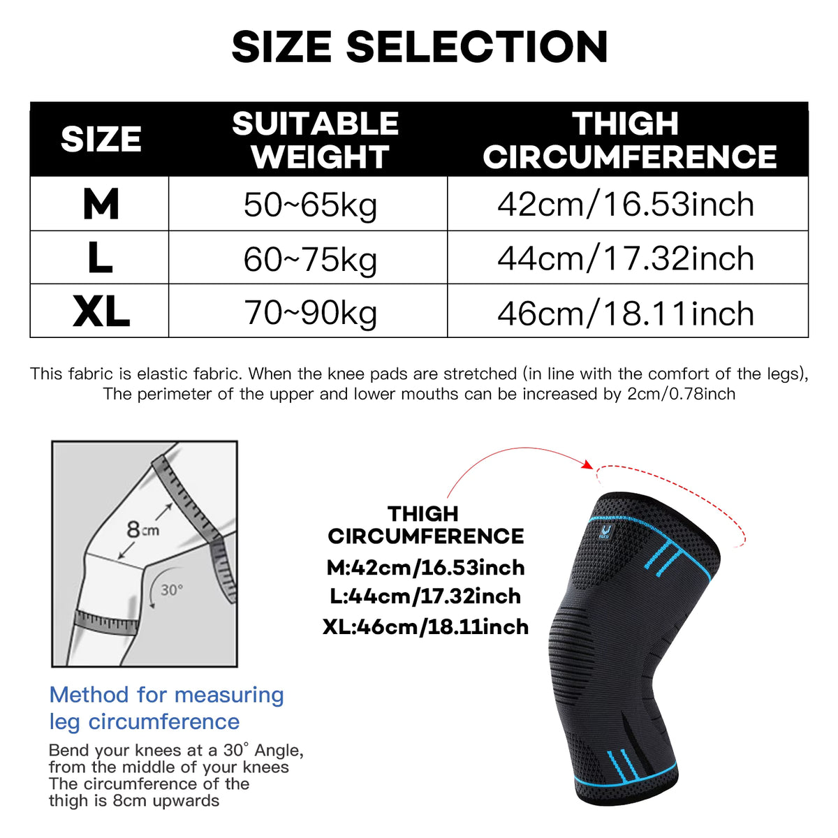 1 Piece Compression Knee Support Sleeve