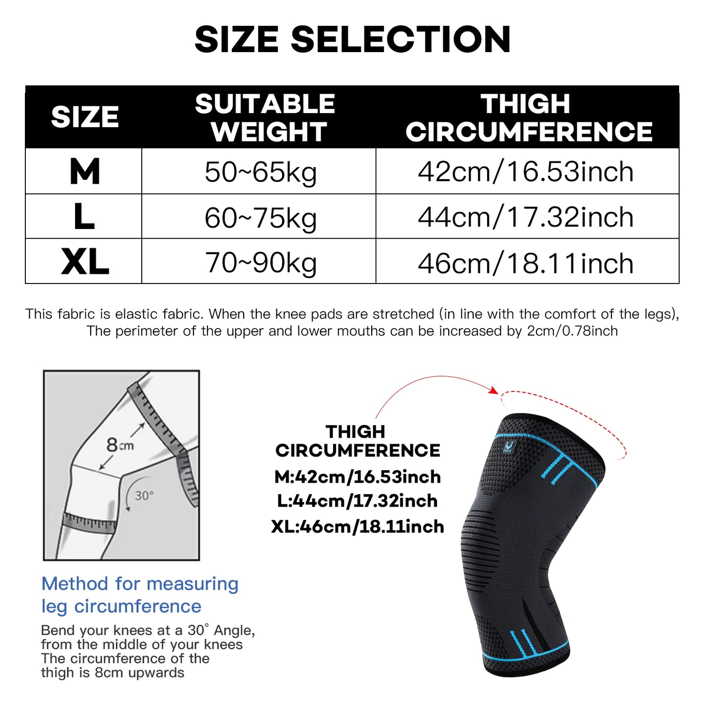1 Piece Compression Knee Support Sleeve