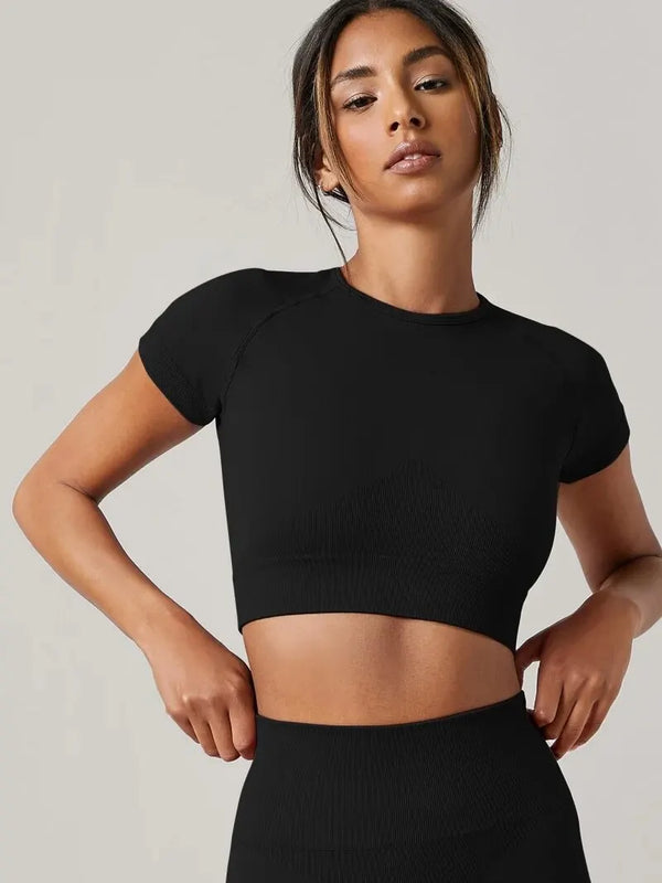 Women Cropped Seamless Sport Shirts