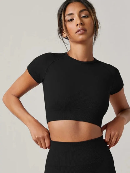 Women Cropped Seamless Sport Shirts