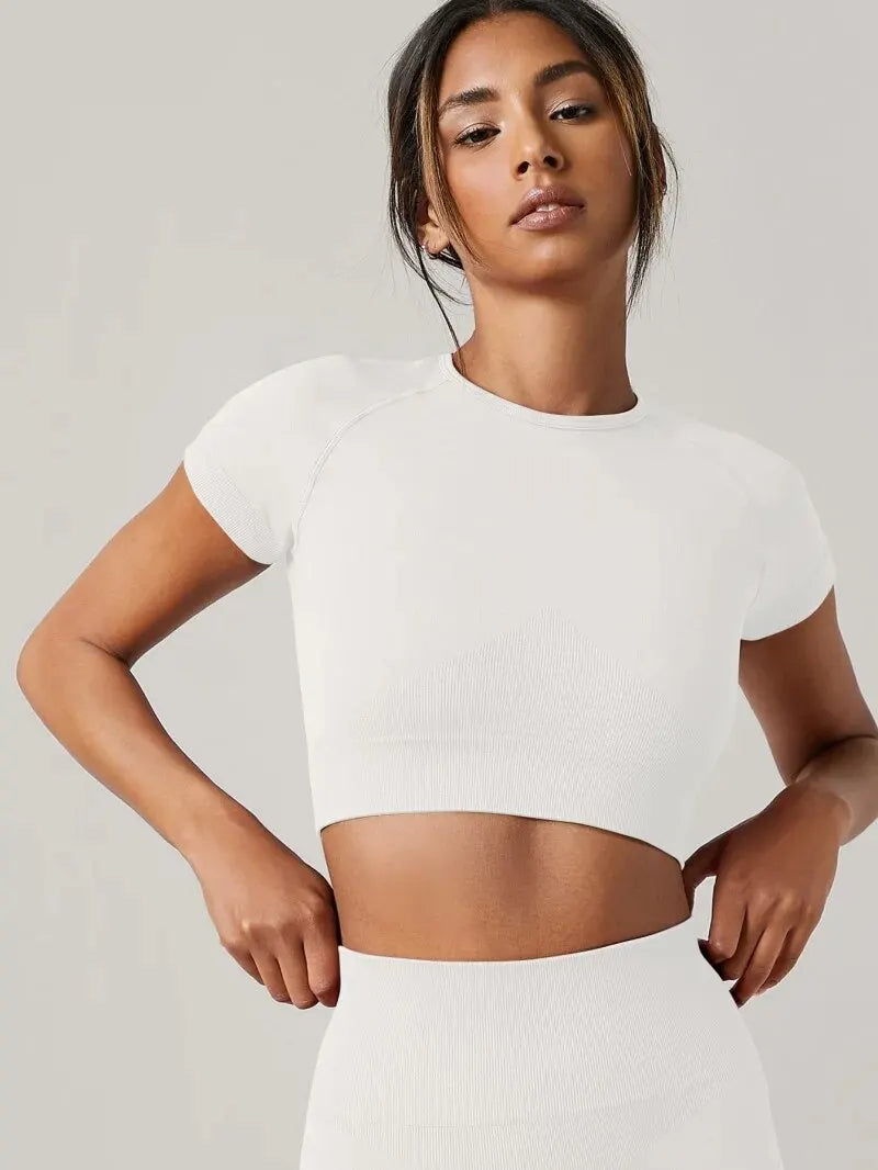 Women Cropped Seamless Sport Shirts